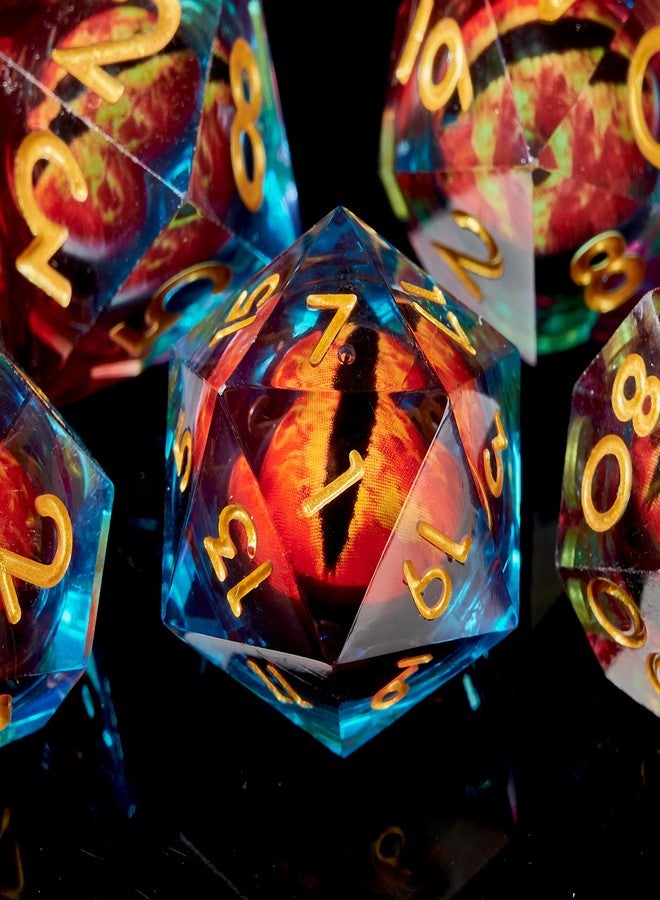 FugaCity DND Dice Set,Liquid Core Handmade Sharp Edge 7 Piece Resin Dice-Dungeons and Dragons Polyhedral Dice Set, D&D Dice Set with Gift Dice Case for RPG MTG Table Games （ - Image 3